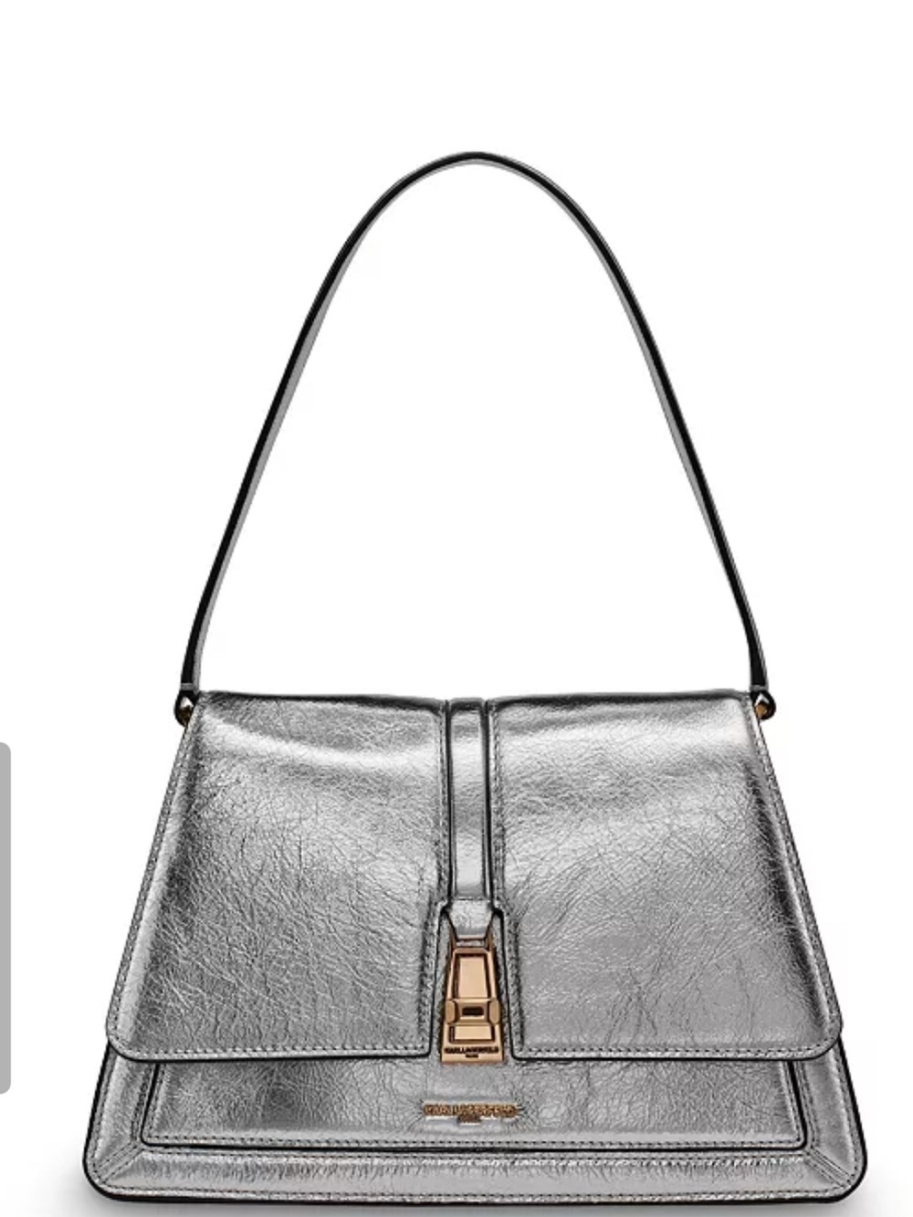 Metallic Silver Shoulder Bag with Gold Hardware Karl Lagerfeld NWT